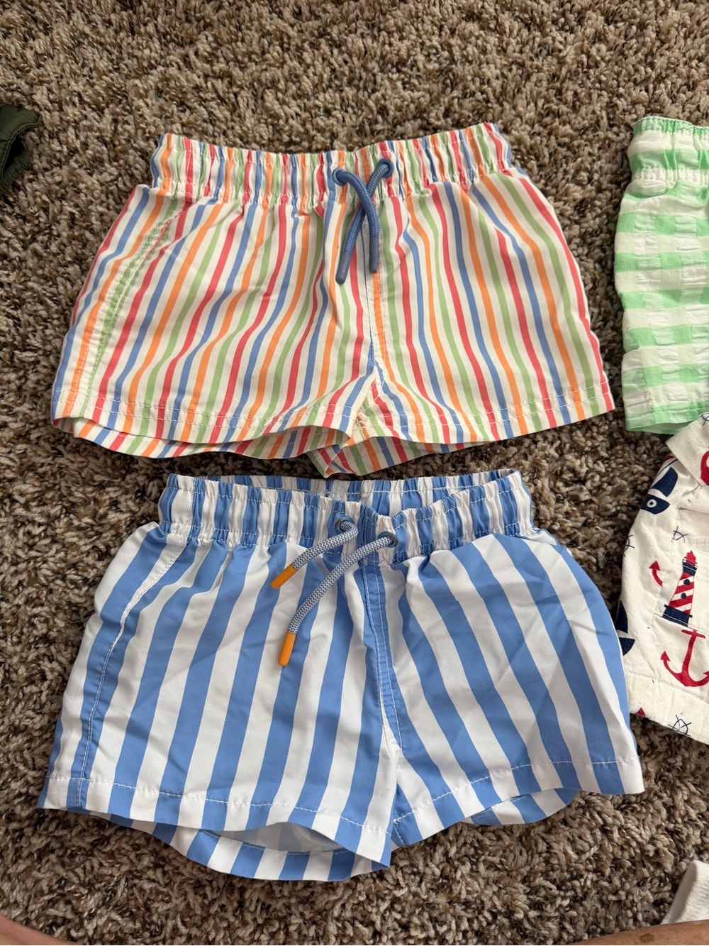 Zara Multicolor Striped & Blue/White Striped Kids Swim Trunks (Pair)